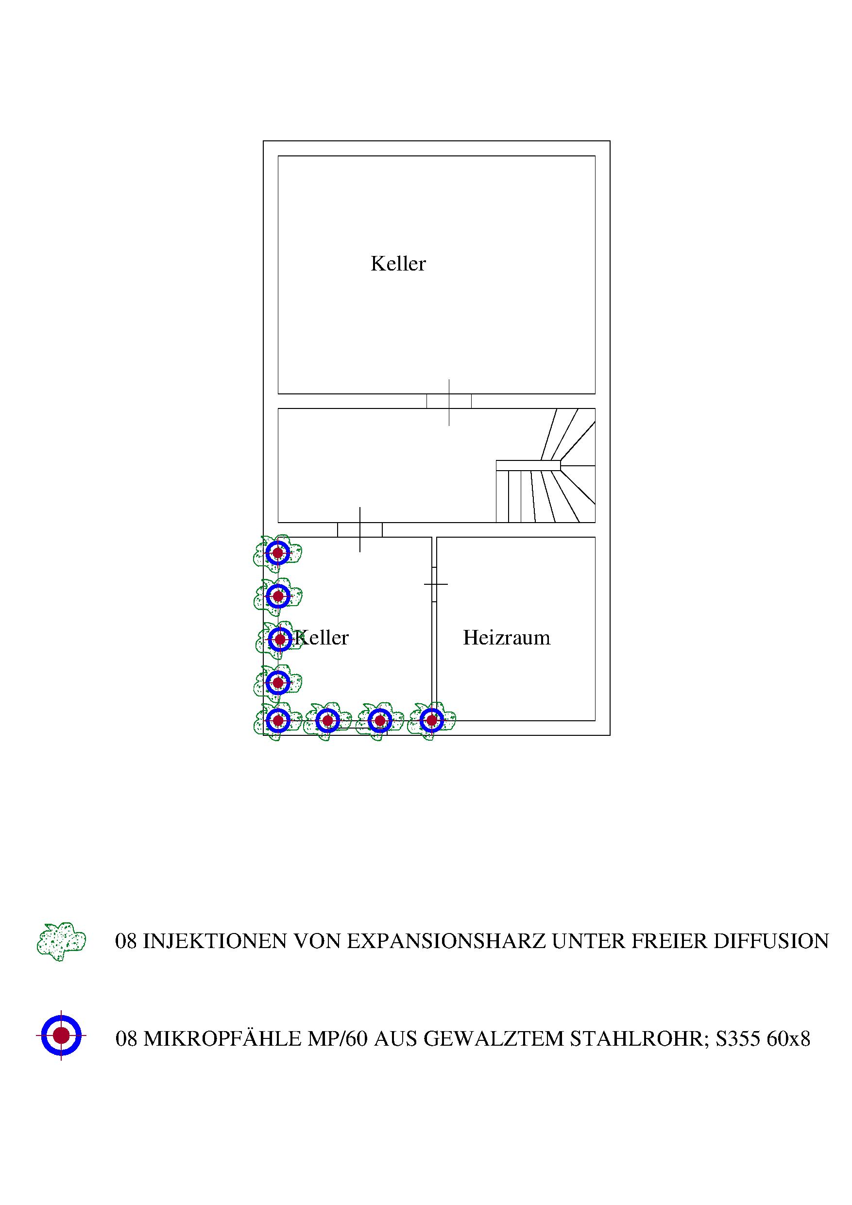 Mikropfähle und Expansionsharz Planimetrie